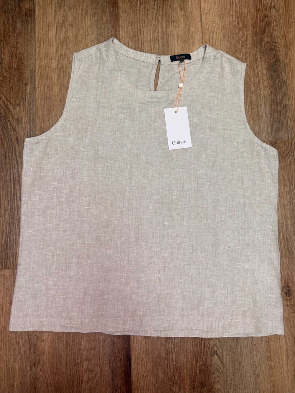 Quince 100% European Linen Tank Top Flax Beige Shell NWT M Coastal Chic Natural - Picture 14 of 16